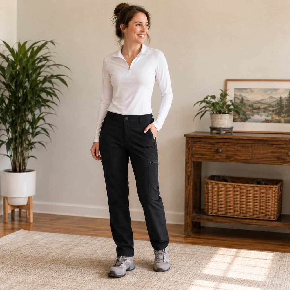 MIER Women’s Size 4 Black Stretch Hiking Cargo Pants Zip Pockets Outdoor